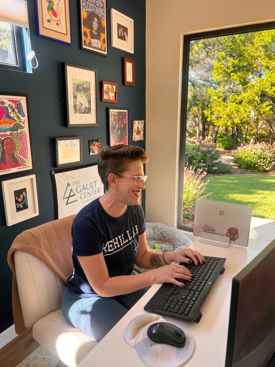 A finished Backyard Pod office interior with a mini-split and natural light