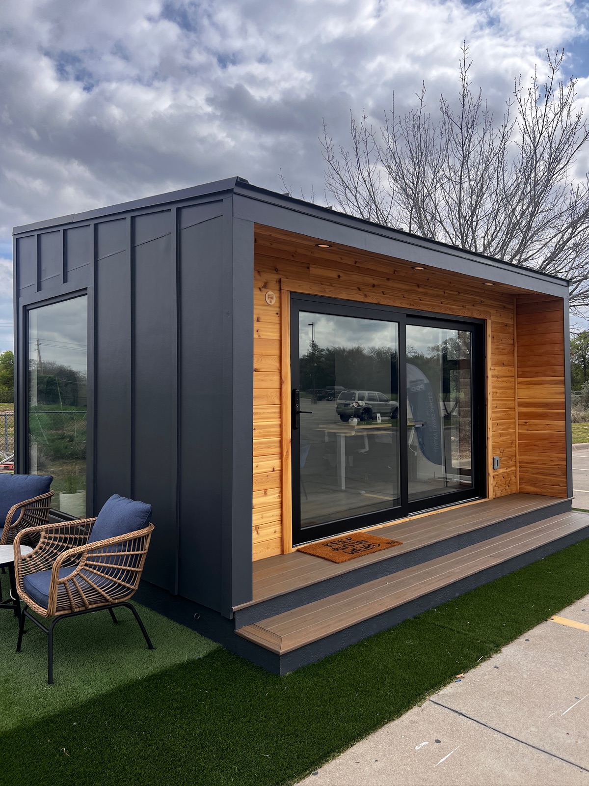 Showroom cedar front and deck